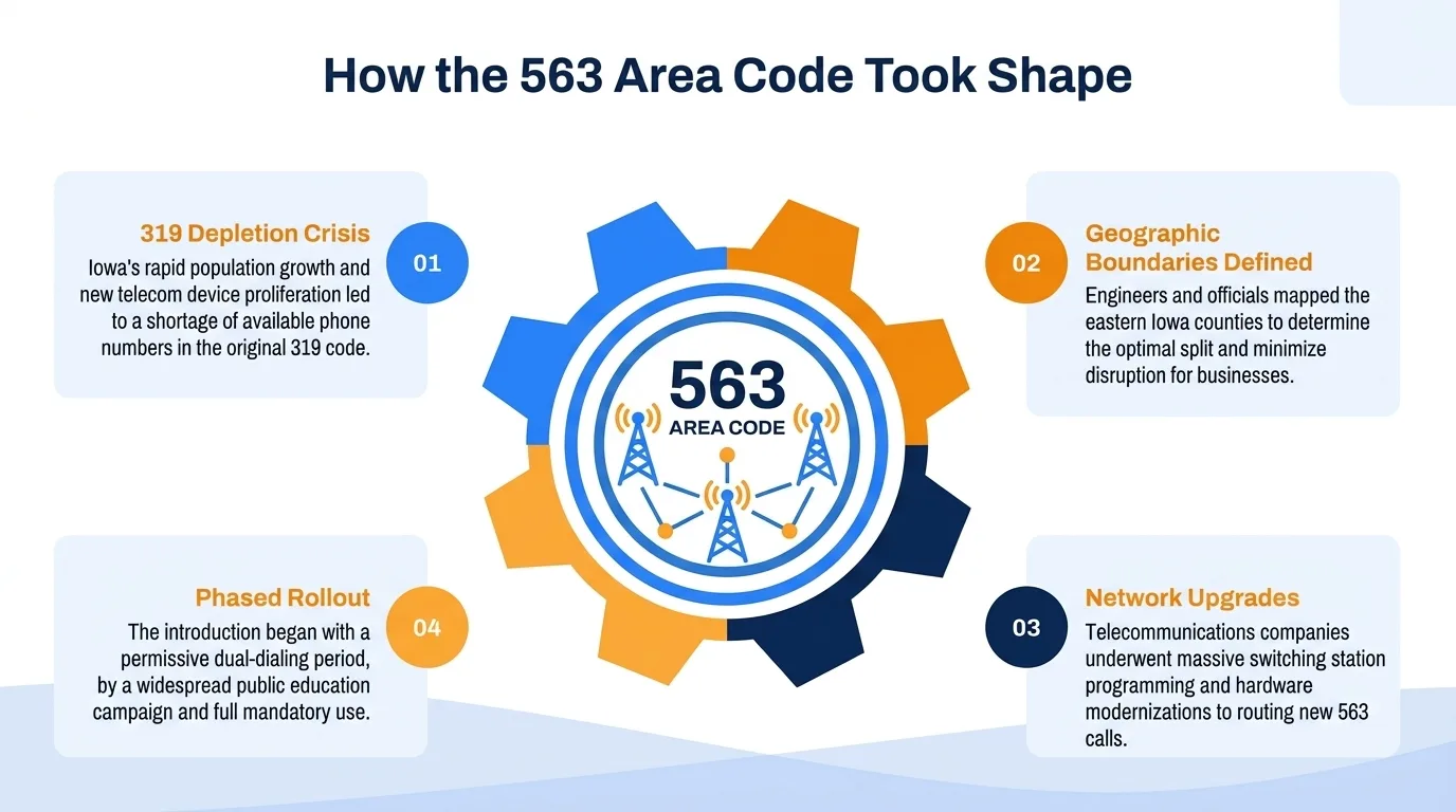 How the 563 area code took shape — timeline