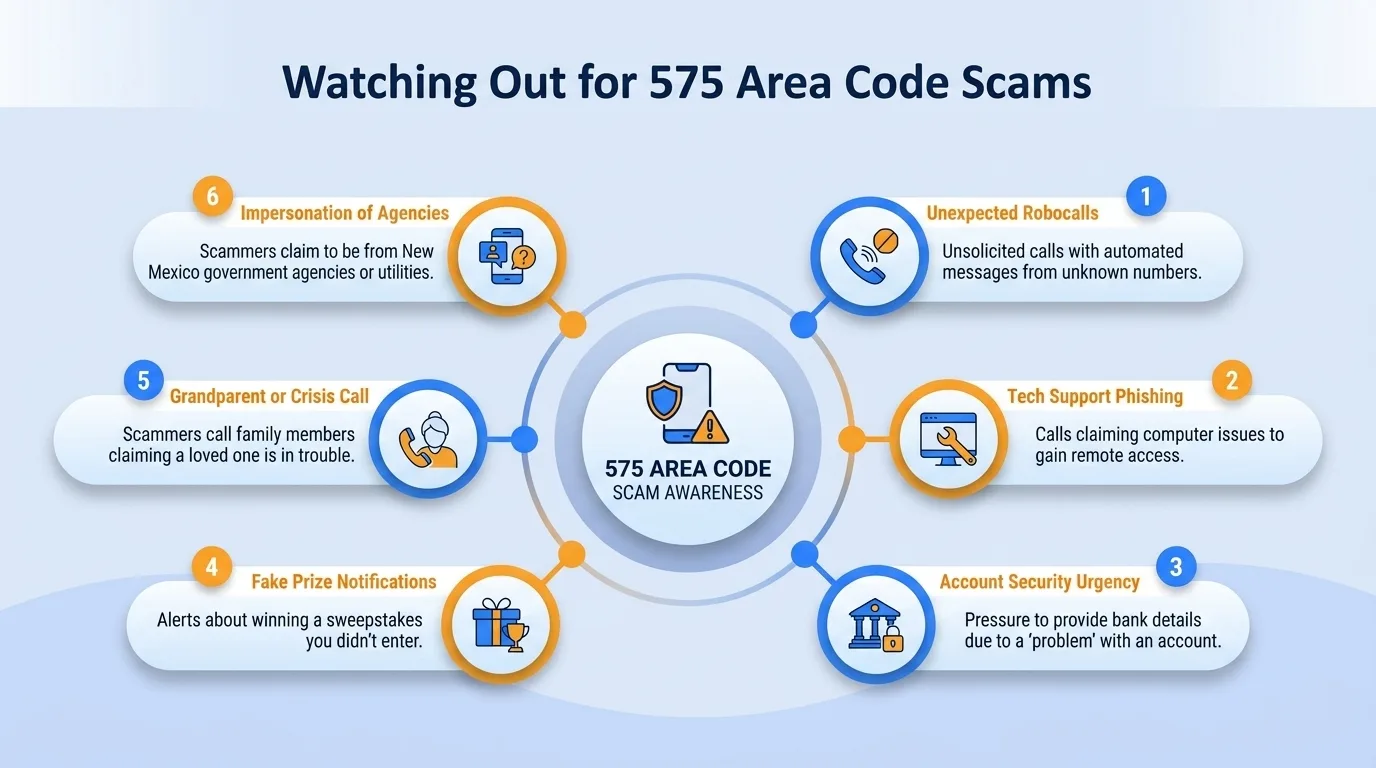 Watching out for 575 area code scams — government impersonation, utility disconnection threats, lottery or prize scams, and verification code requests to watch for