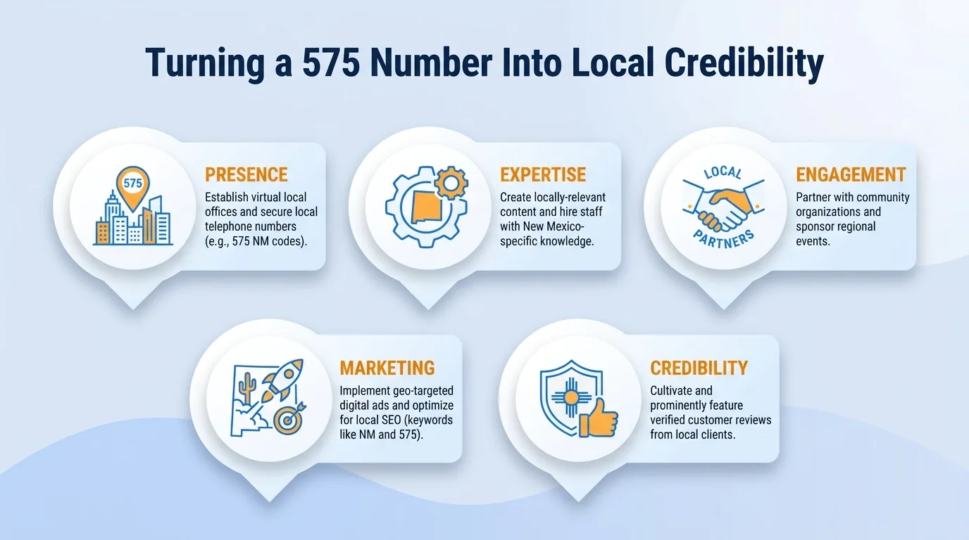 Turning a 575 number into local credibility — community connection, familiarity, perceived stability, community support, localized knowledge, and reduced barriers