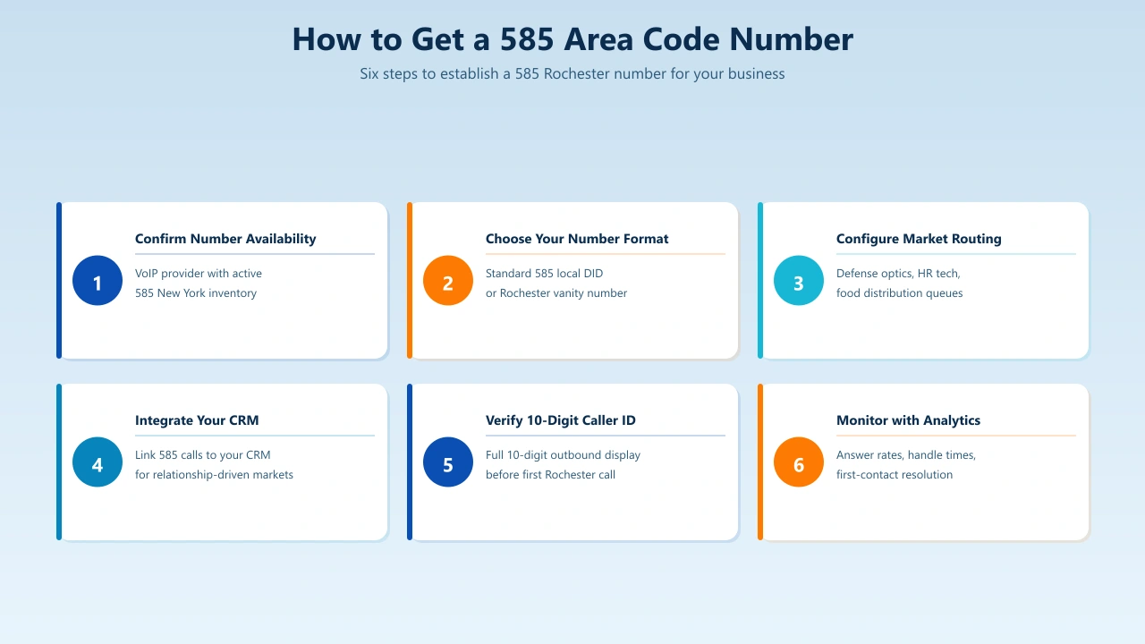 Six steps to get a 585 area code business phone number for Rochester New York