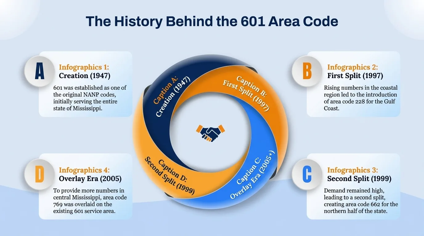 The history behind the 601 area code timeline