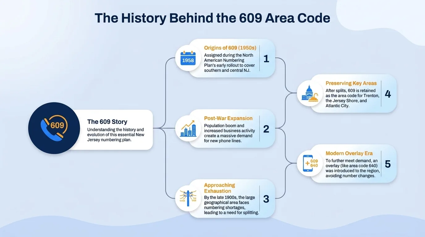 The history behind the 609 area code timeline