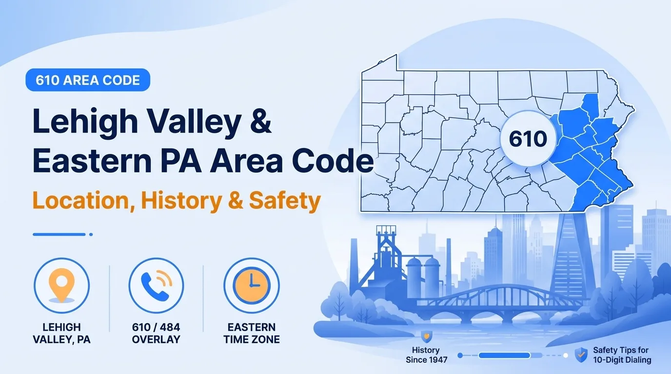 610 area code Allentown, Pennsylvania location, history, and scams guide