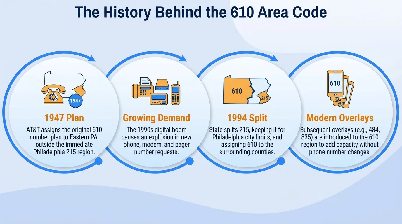 The history behind the 610 area code timeline