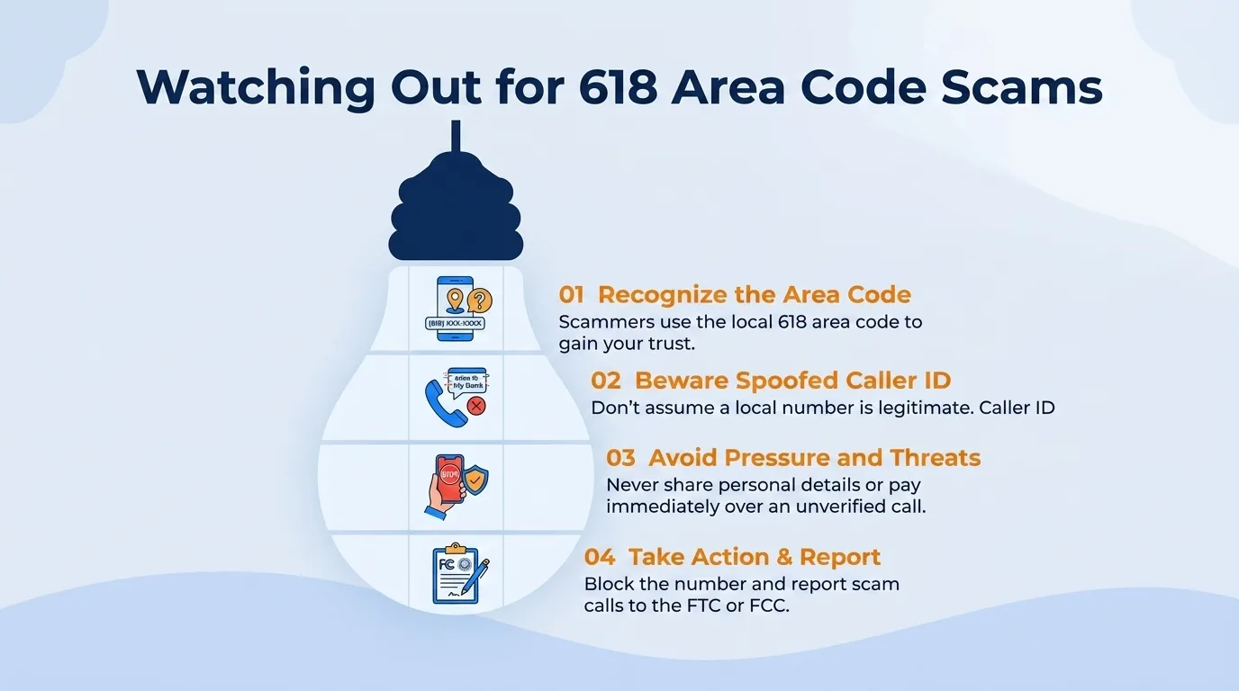 Watching out for 618 area code scams — government impersonation, utility disconnection threats, lottery or prize scams, and verification code requests to watch for