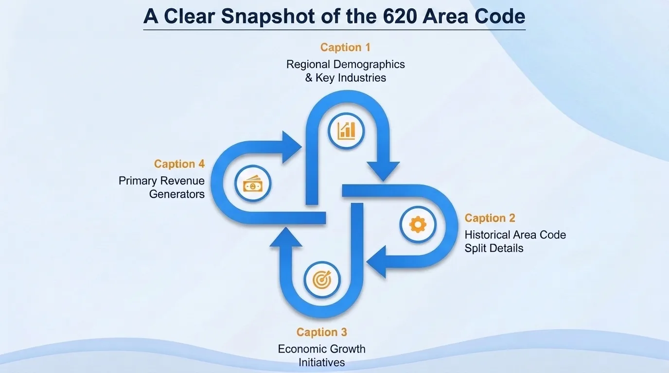 A clear snapshot of the 620 area code — geographic region, key cities, usage and dialing, and history and origin