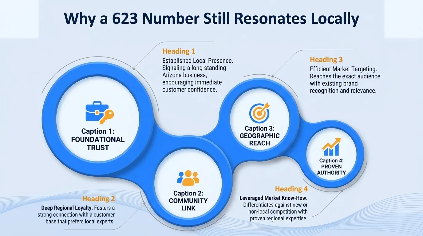 Why a 623 number still resonates locally — community connection, familiarity, perceived stability, community support, localized knowledge, and reduced barriers