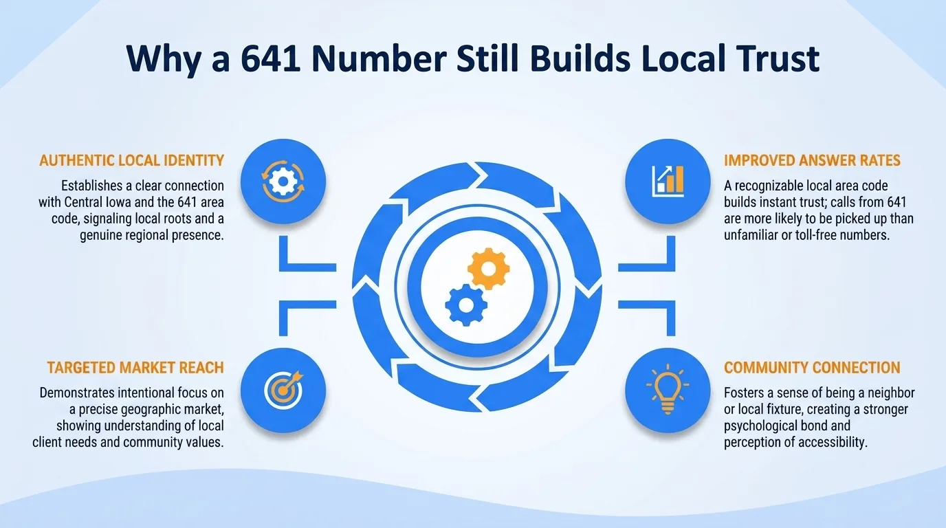 Why a 641 number still builds local trust — authentic local identity, improved answer rates, targeted market reach, and community connection