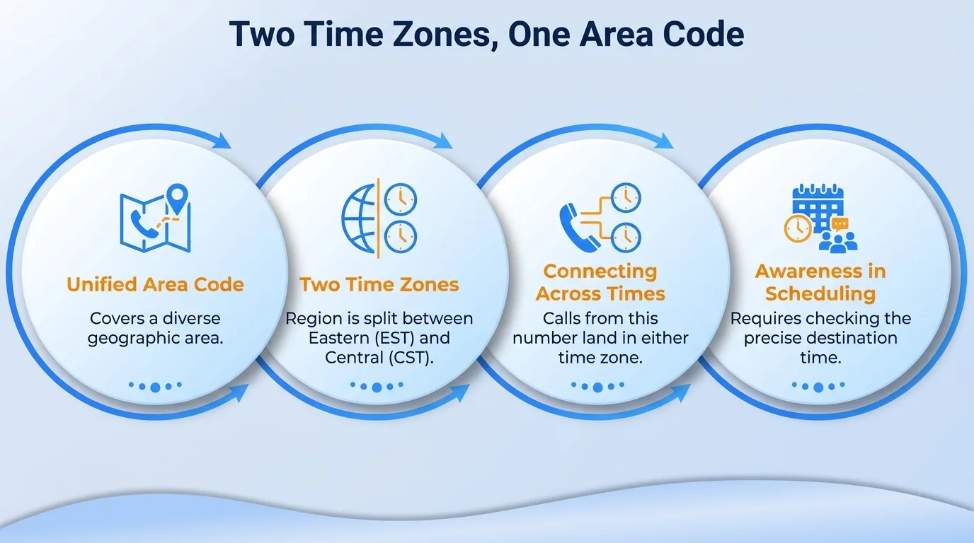 Two time zones, one area code — unified area code, two time zones, connecting across times, and awareness in scheduling