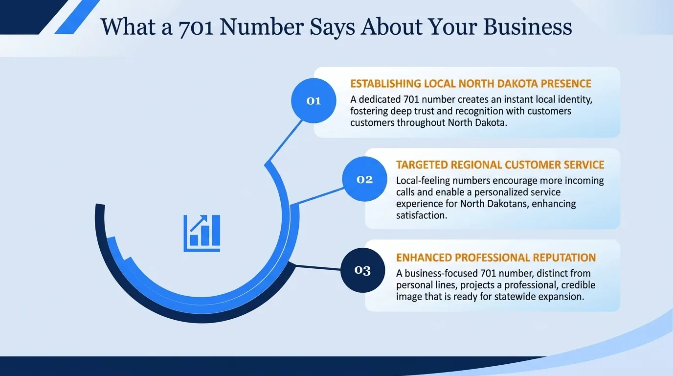 What a 701 number says about your business — establishing local North Dakota presence, targeted regional customer service, and enhanced professional reputation
