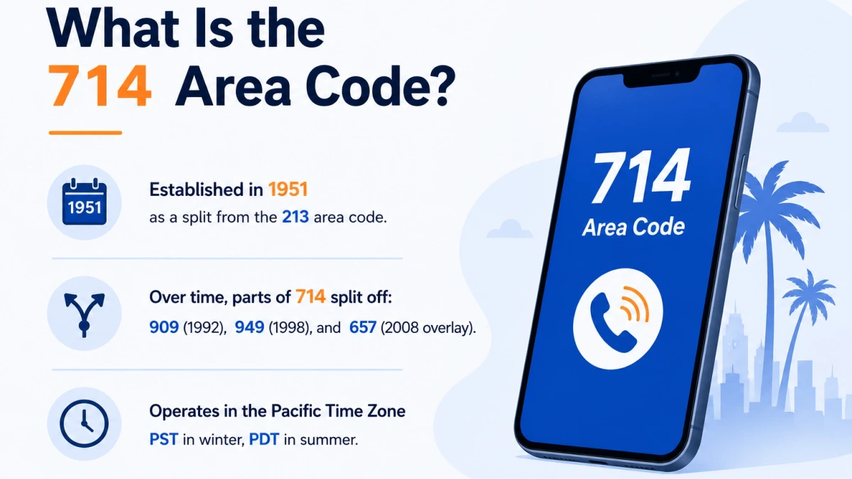 What is the 714 area code Orange County history established 1951