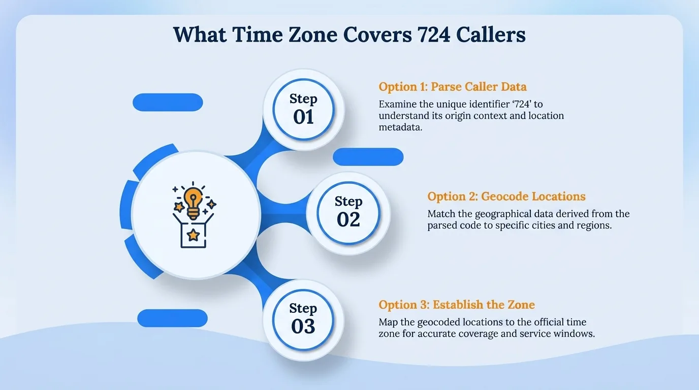 What time zone covers 724 callers — parse caller data, geocode locations, and establish the zone