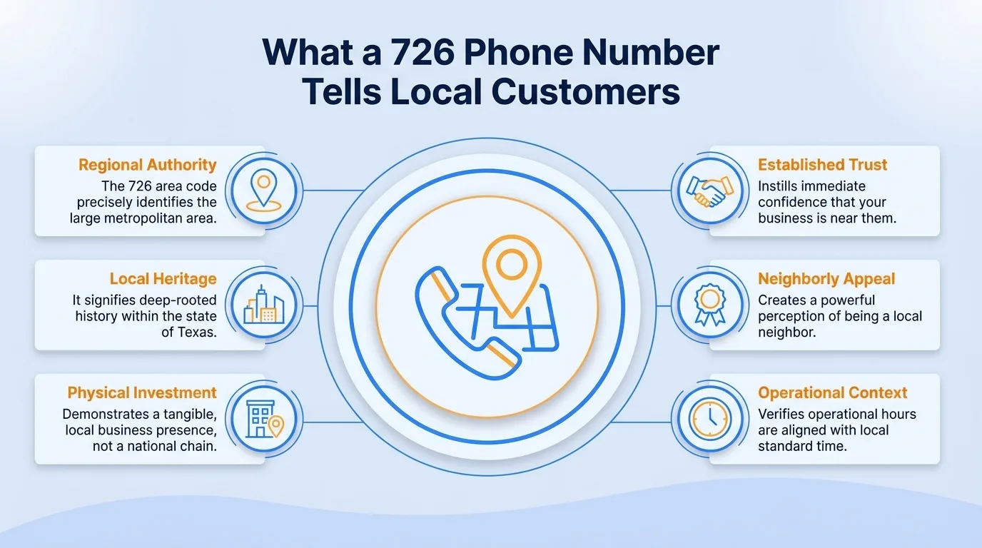What a 726 phone number tells local customers — regional authority, established trust, local heritage, neighborly appeal, physical investment, and operational context