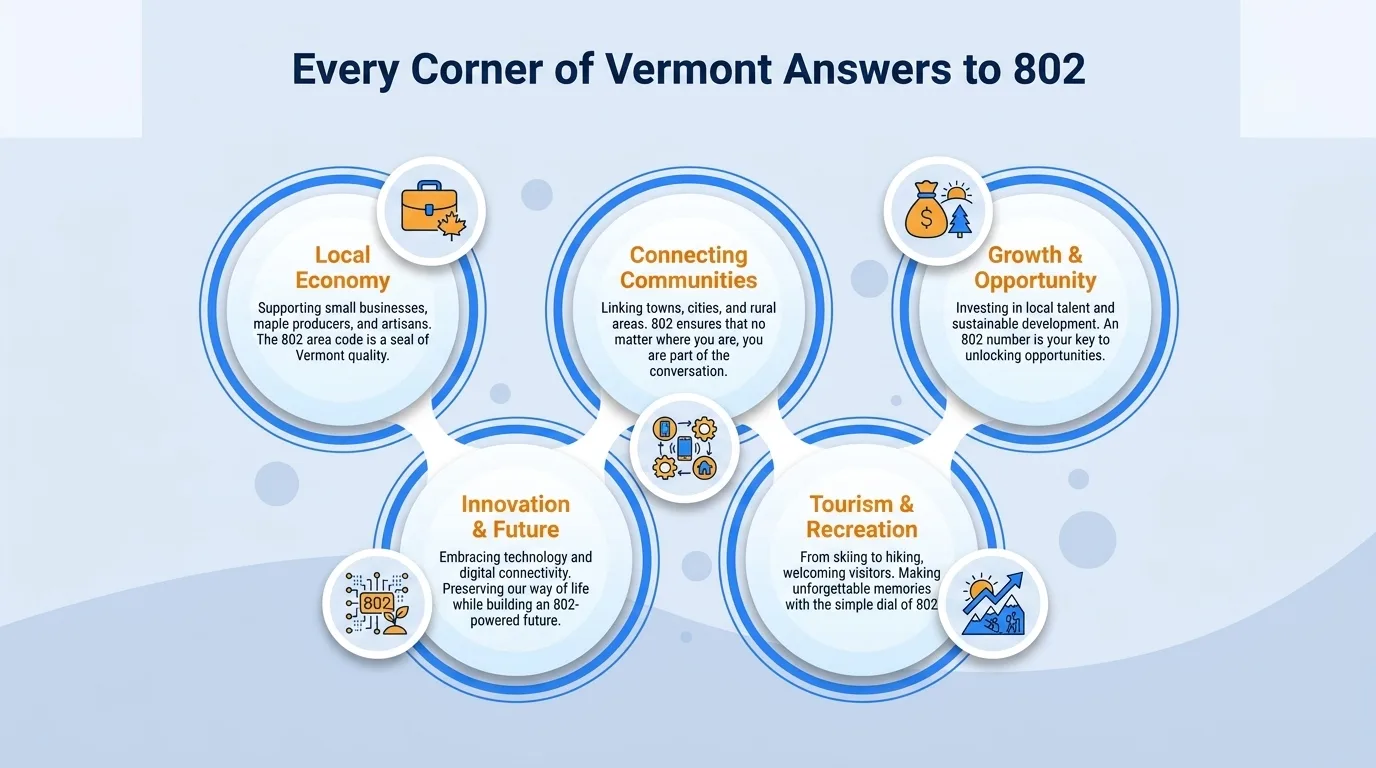 Every corner of Vermont answers to 802 — local economy, connecting communities, growth and opportunity, tourism and recreation, and innovation and future