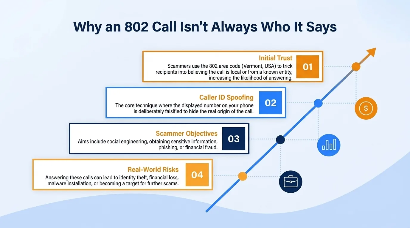 Why a 802 call isn't always who it says — initial trust, caller ID spoofing, scammer objectives, and real-world risks