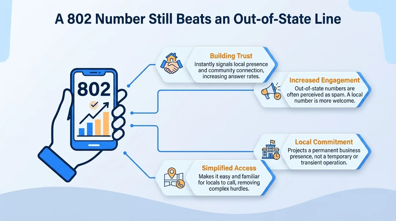 A 802 number still beats an out-of-state line — building trust, increased engagement, local commitment, and simplified access