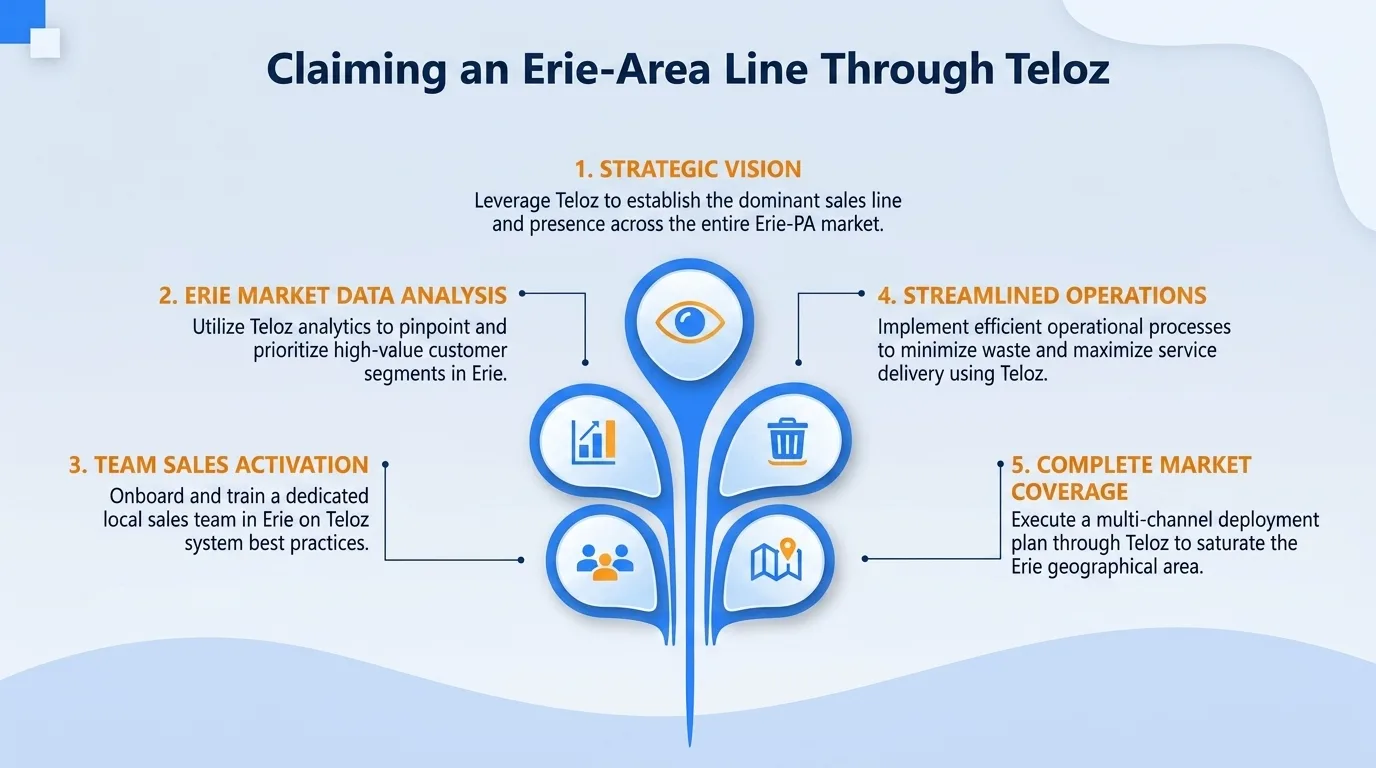 Claiming an Erie-area line through Teloz — strategic vision, market data analysis, team activation, streamlined operations, and complete market coverage