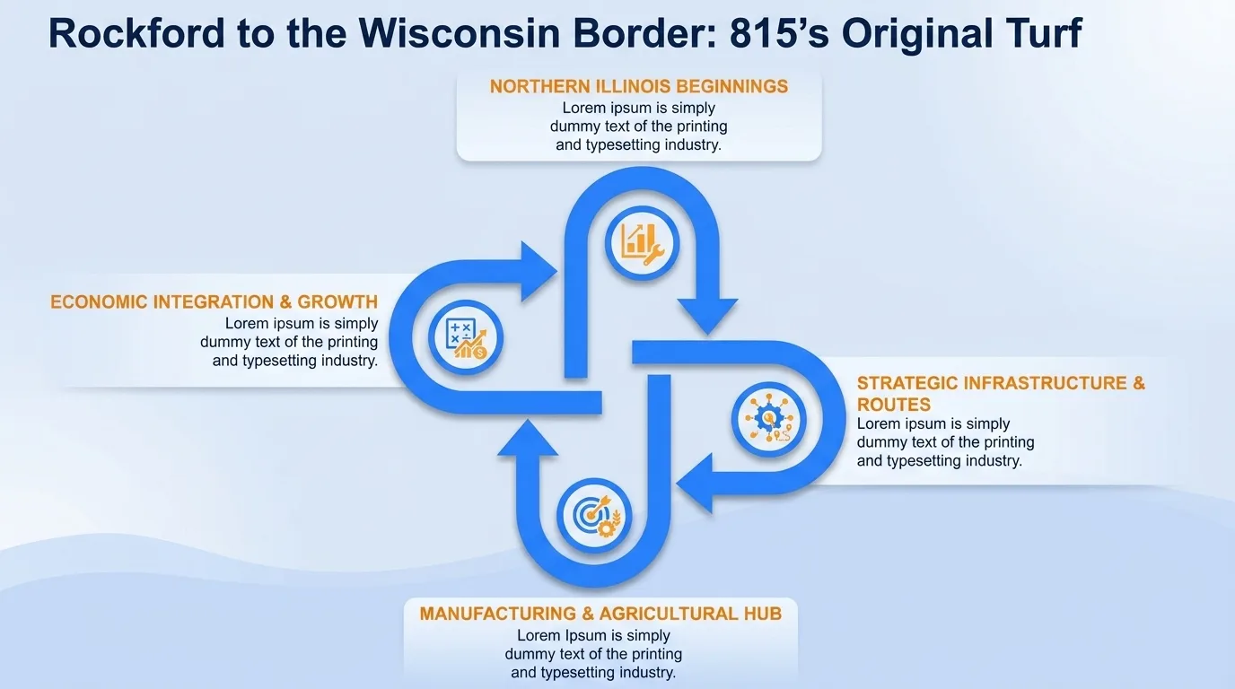 Rockford to the Wisconsin border — the original turf of the 815 area code across northern Illinois