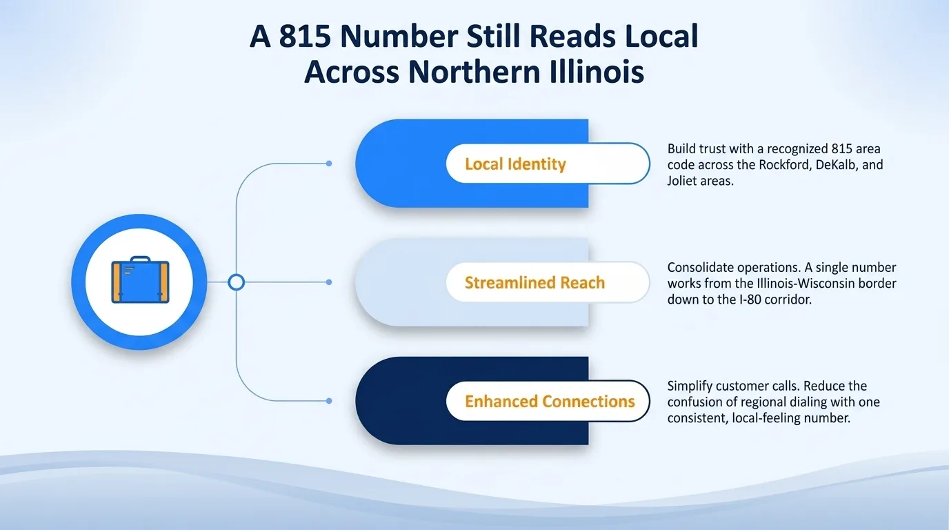 A 815 number still reads local across northern Illinois — local identity, streamlined reach, and enhanced connections