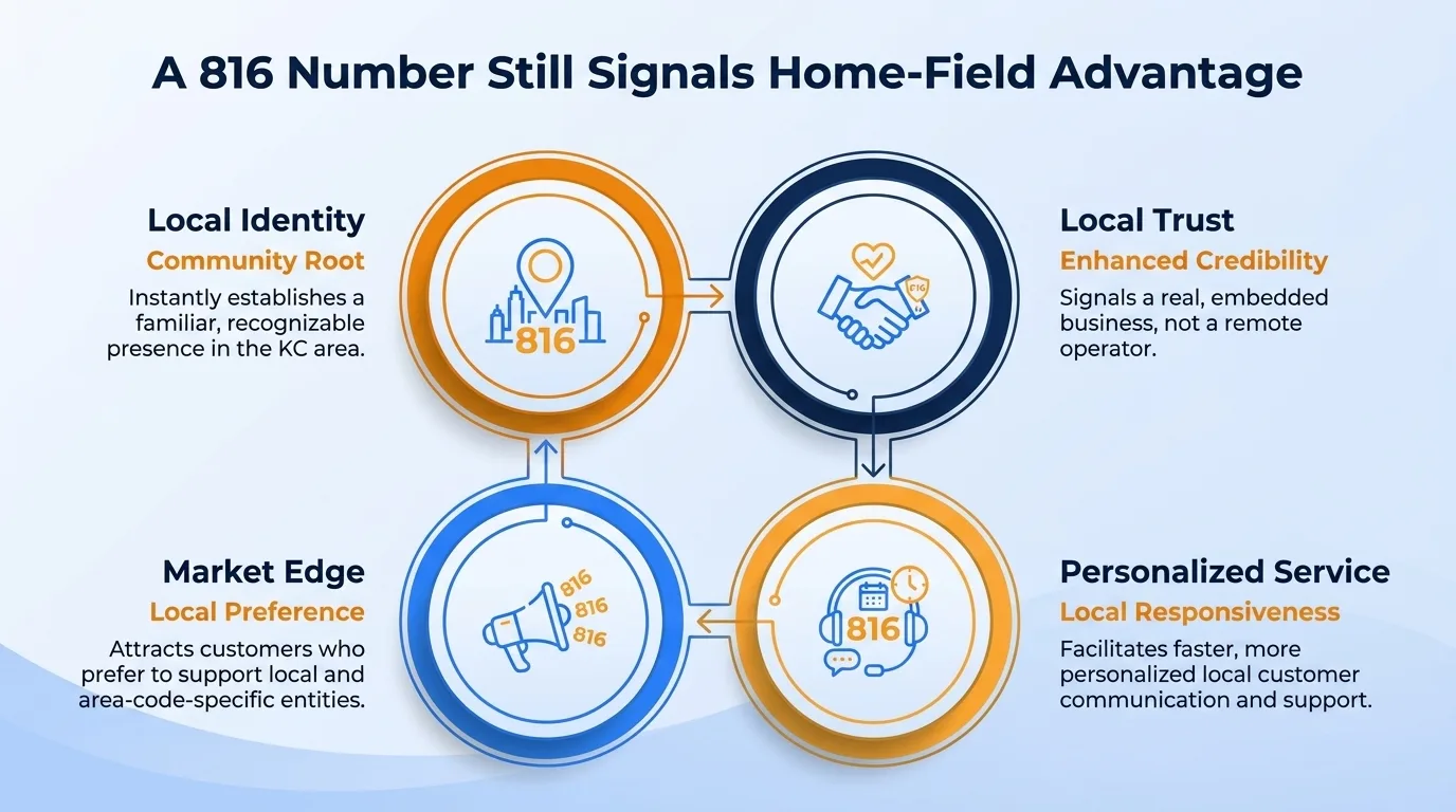 A 816 number still signals home-field advantage — local identity, local trust, personalized service, and market edge