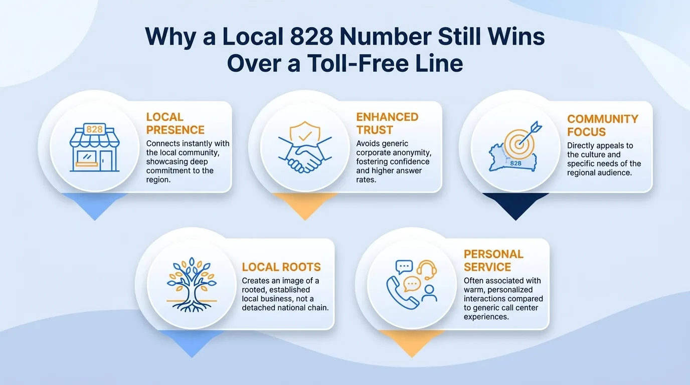 Why a local 828 number still wins over a toll-free line — local presence, enhanced trust, community focus, local roots, and personal service