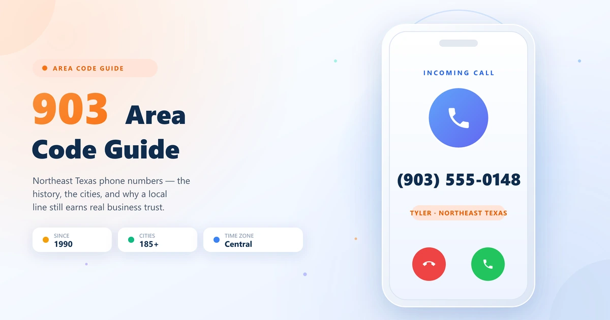 Incoming call from a 903 area code number in Tyler, northeast Texas