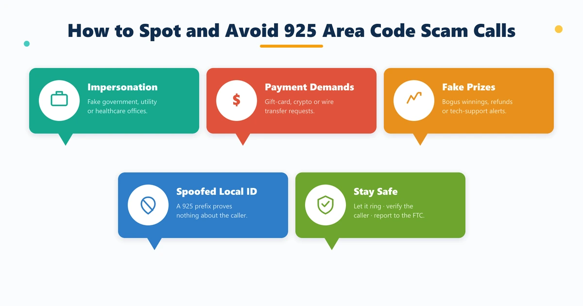 How to spot and avoid 925 area code scam calls — recognize caller ID spoofing patterns and report suspicious numbers to the FTC