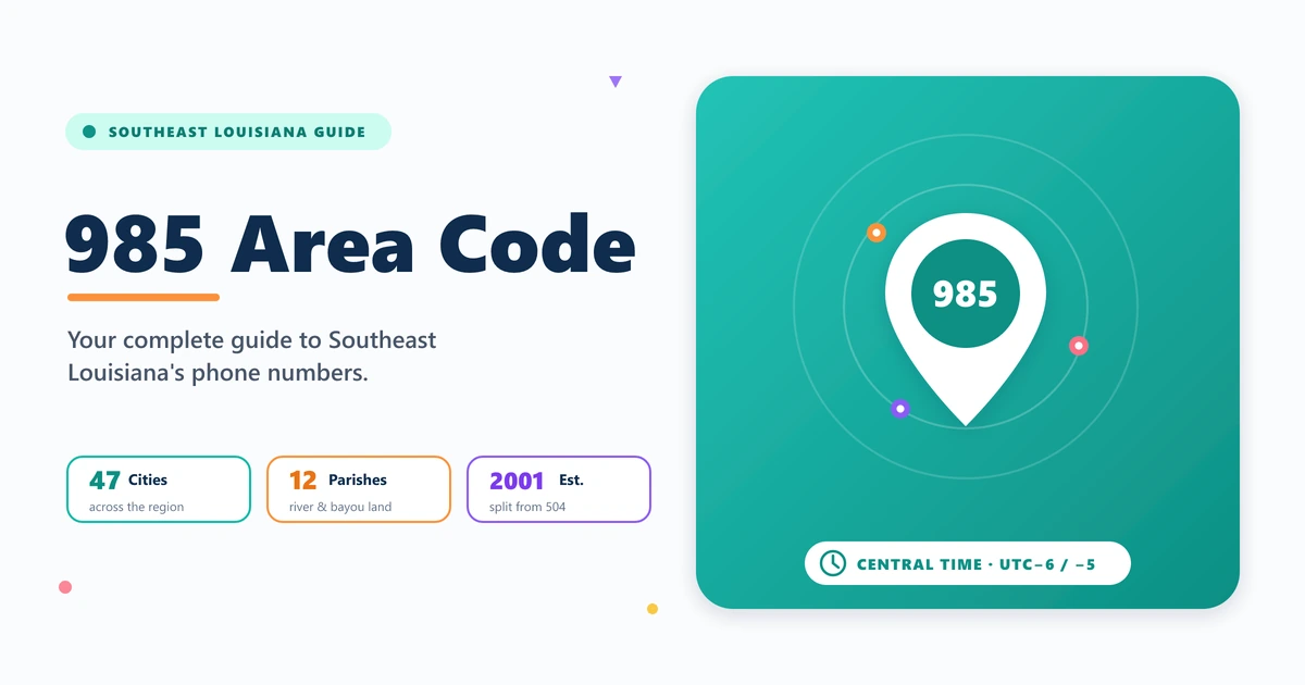 985 area code guide for southeastern Louisiana