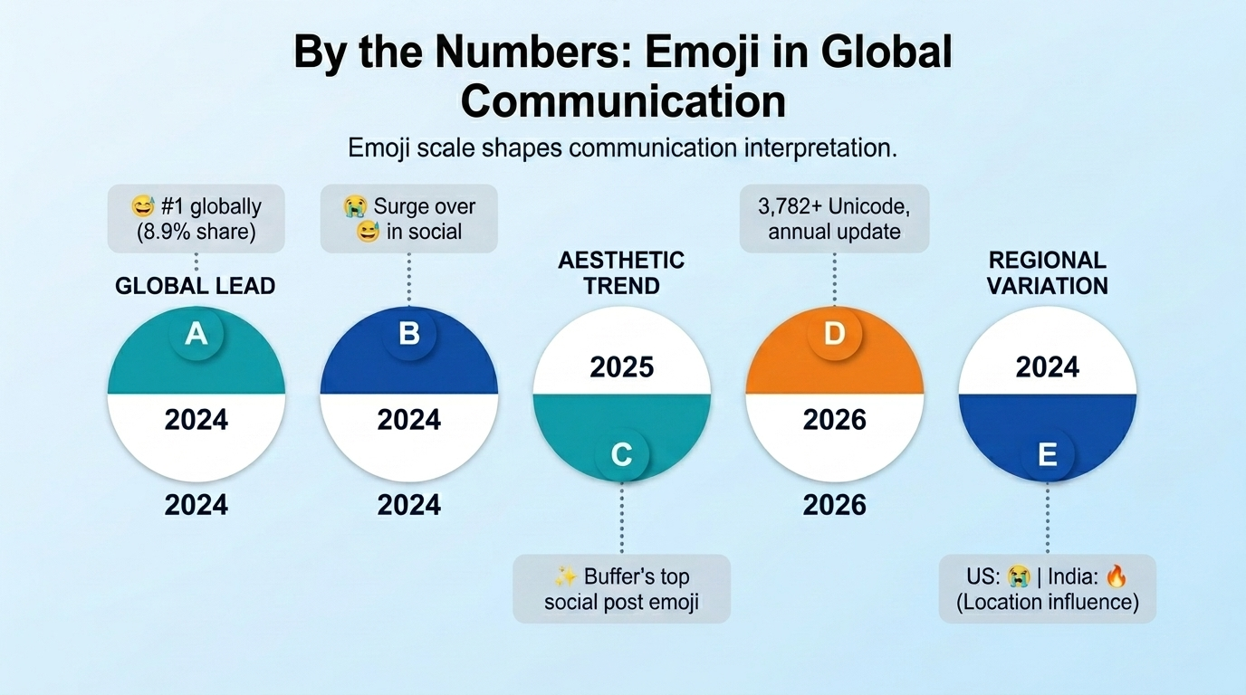 By the Numbers: Emoji in Global Communication — 6 billion sent daily, 3,782+ Unicode emoji, regional variation