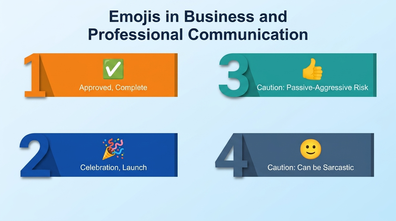 Emojis in Business and Professional Communication — high-performing vs. use-cautiously emoji