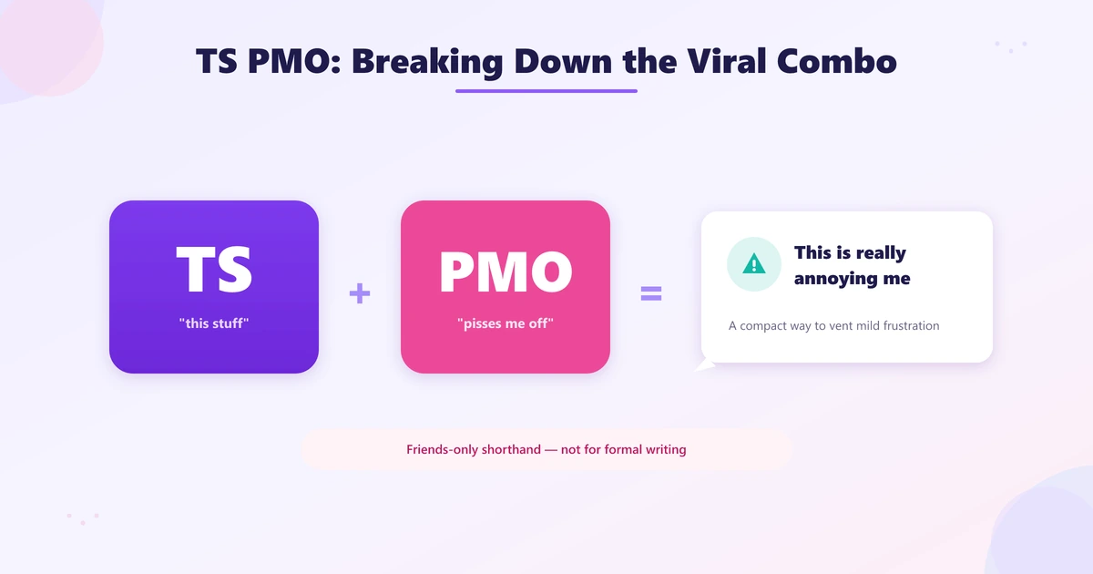Decode of TS PMO showing this stuff plus pisses me off equals this is annoying