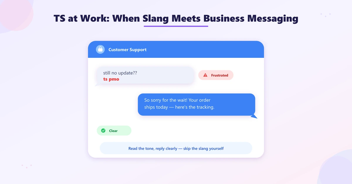 Customer support chat where a frustrated ts pmo message gets a clear professional reply