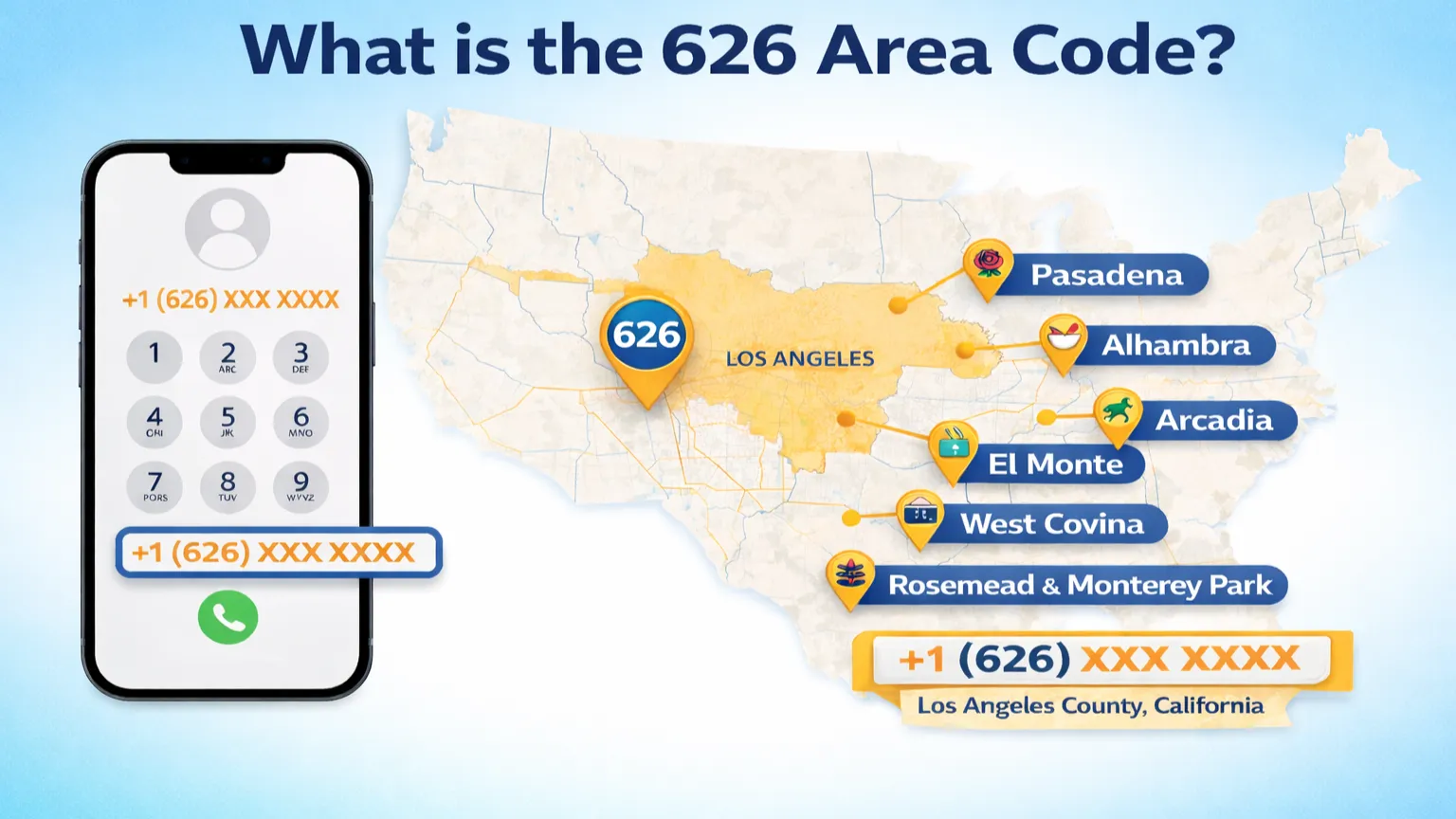 what is 626 area code format